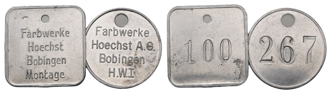  Bayern; Bobingen; Farbwerke Hoechst (A.G.) Bobingen Montage / H.W.I; gepunzt: 100/267; Menzel-(2 St)   