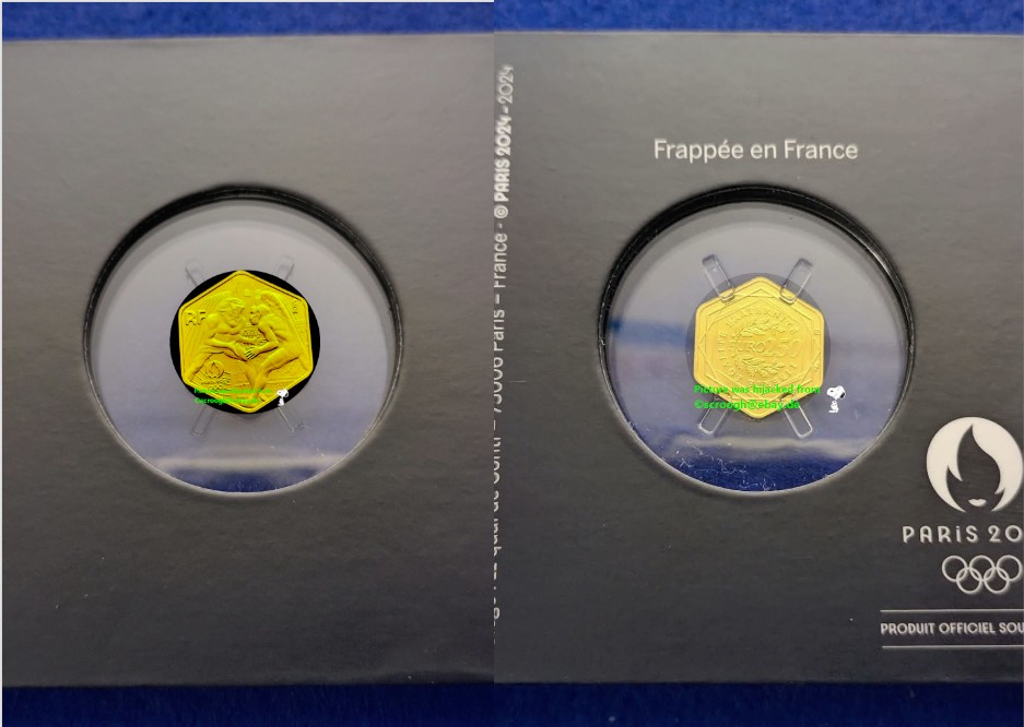 Frankreich 250 Euro Gold Hercules und der Ringkampf Olympische Spiele 2024 - 3gr Gold   