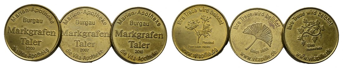  Bayern; Burgau; Marien-Apotheke; 3 Stück Taler; Menzel -   