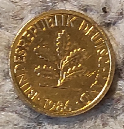  Deutschland 1 Pfennig 1986 D VERGOLDET   