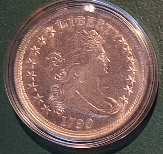  USA,1799, Liberty Dollar Replikat versilbert gekapselt   
