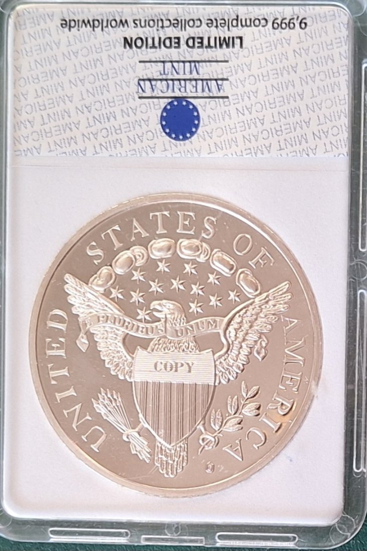  USA,1804 Silver Dollar Replica (Kupfer versilbert) gekapselt   