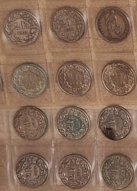  Schweiz 12x2 Franken 1968 - 1988 Kursmünzen (B)   