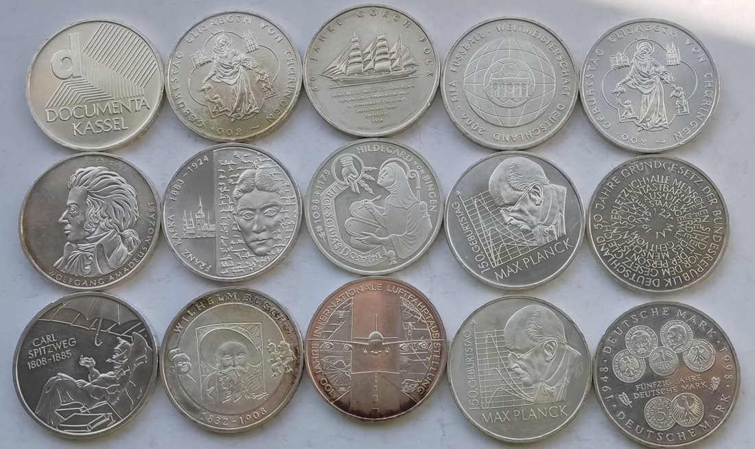 Germany, 15 × 10 marks/euros. 243 grams of pure silver