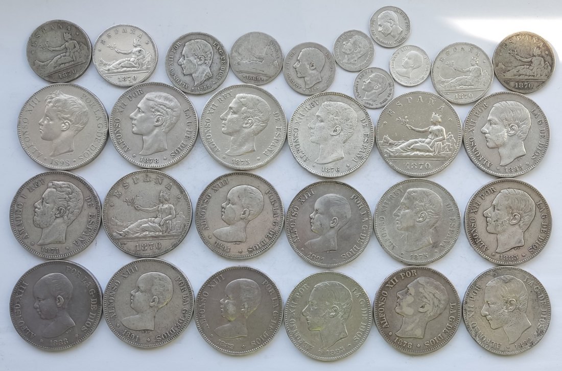  Mixed lot of silver coins. 458 grams of pure silver   