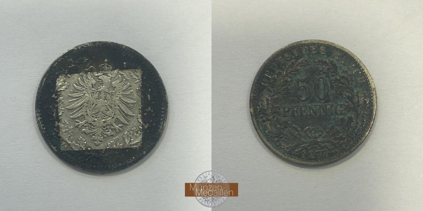  Deutschland 50 Pfennigs 1877 A.  FM-Frankfurt Feinsilber: 2,5g   
