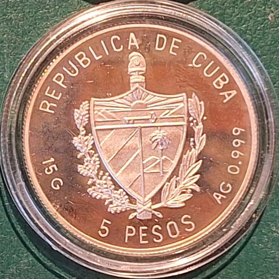  Kuba, 5 Pesos, 1993 Sammlermünze Silber (1/2 chin. oz) gekapselt   
