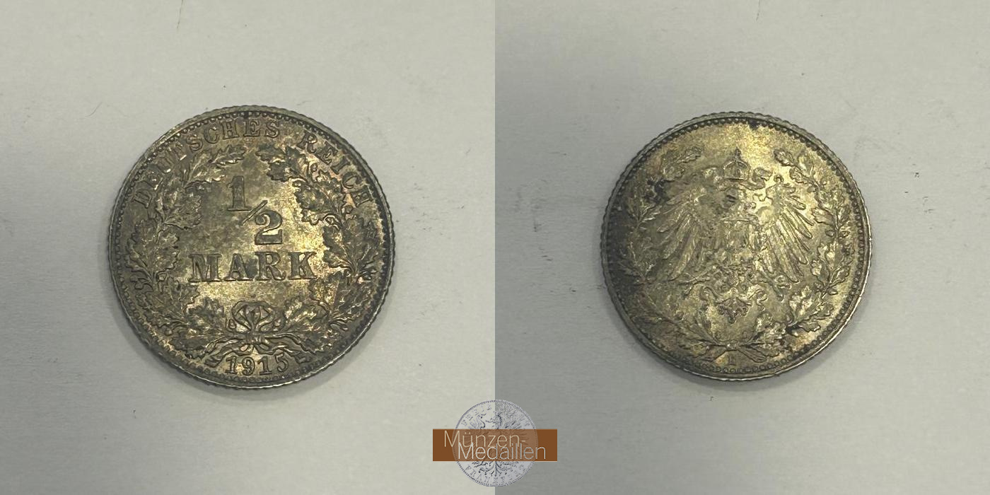  Deutschland.  ½ Mark 1915 E.  FM-Frankfurt   Feinsilber: 2,5g   