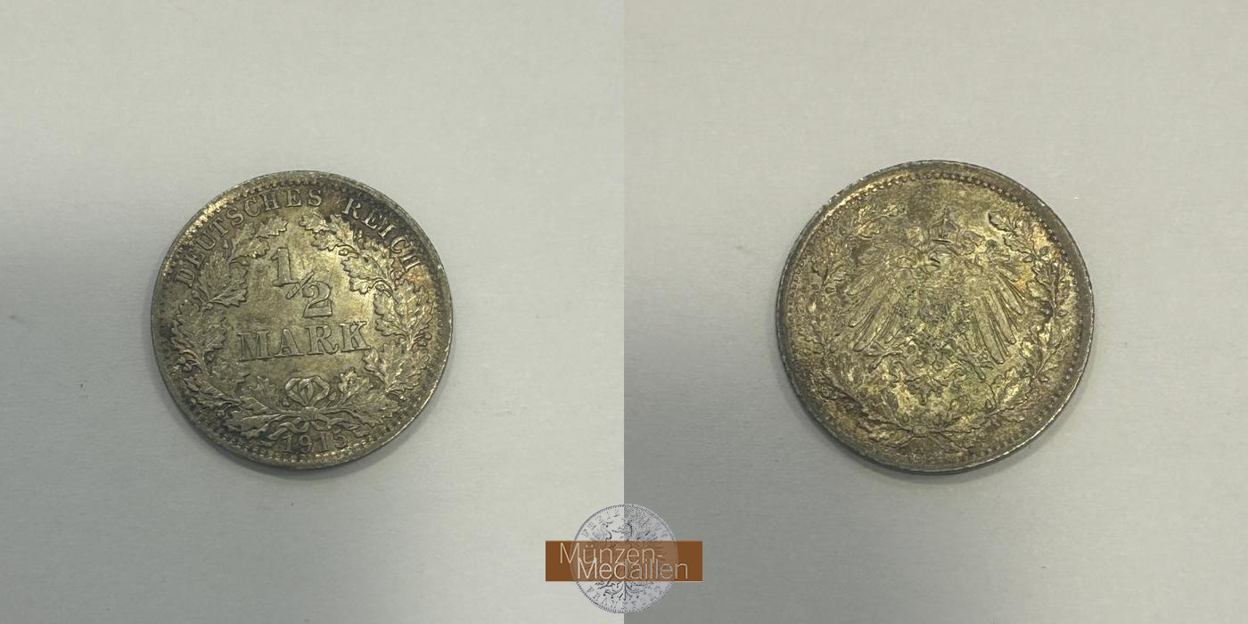  Deutschland.  ½ Mark 1915 A.  FM-Frankfurt   Feinsilber: 2,5g   