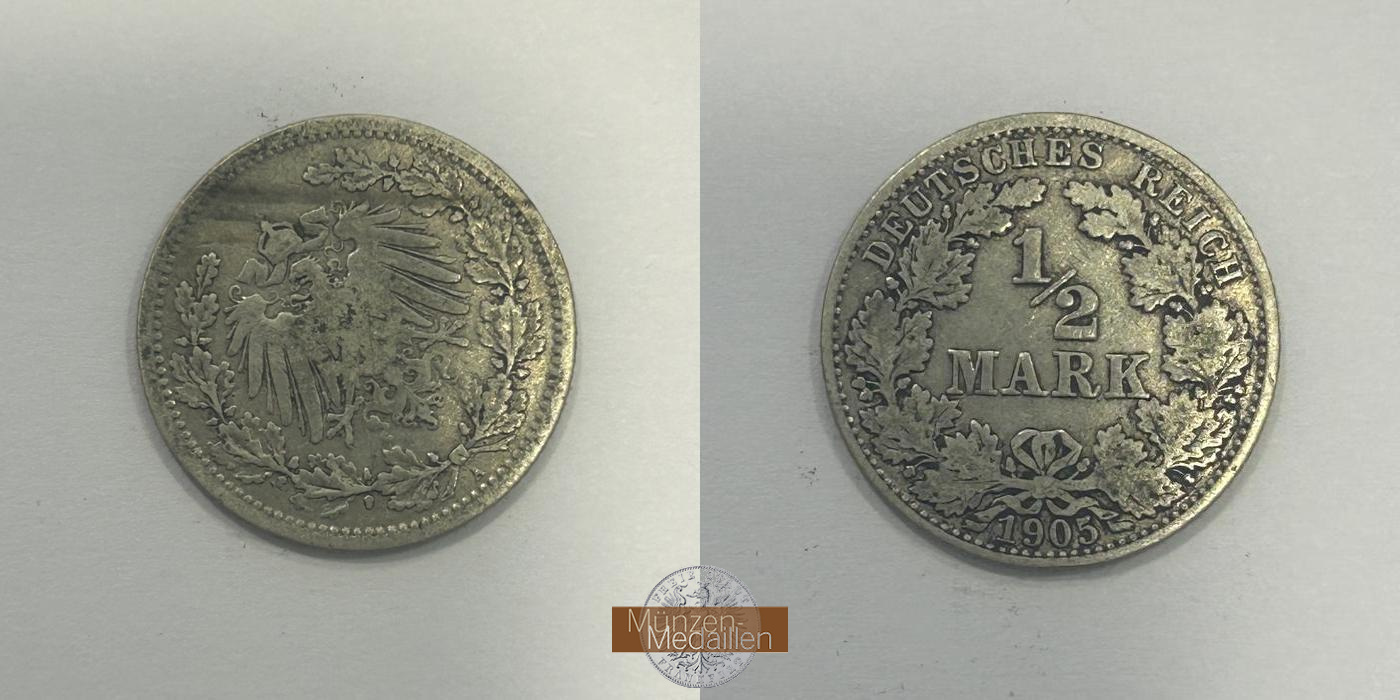  Deutschland ½ Mark 1905 A.  FM-Frankfurt  Feinsilber: 2,5g   