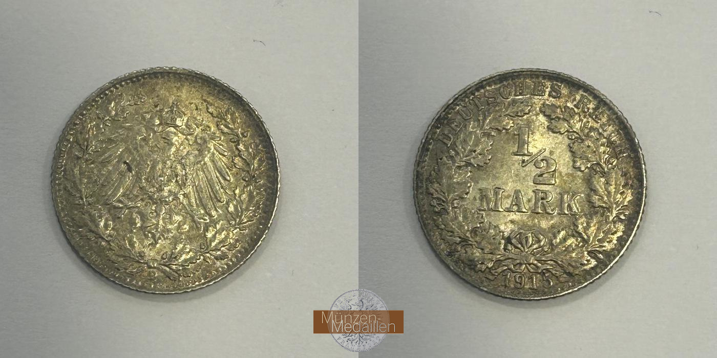 Deutschland ½ Mark 1915 E.  FM-Frankfurt   Feinsilber: 2,5g   