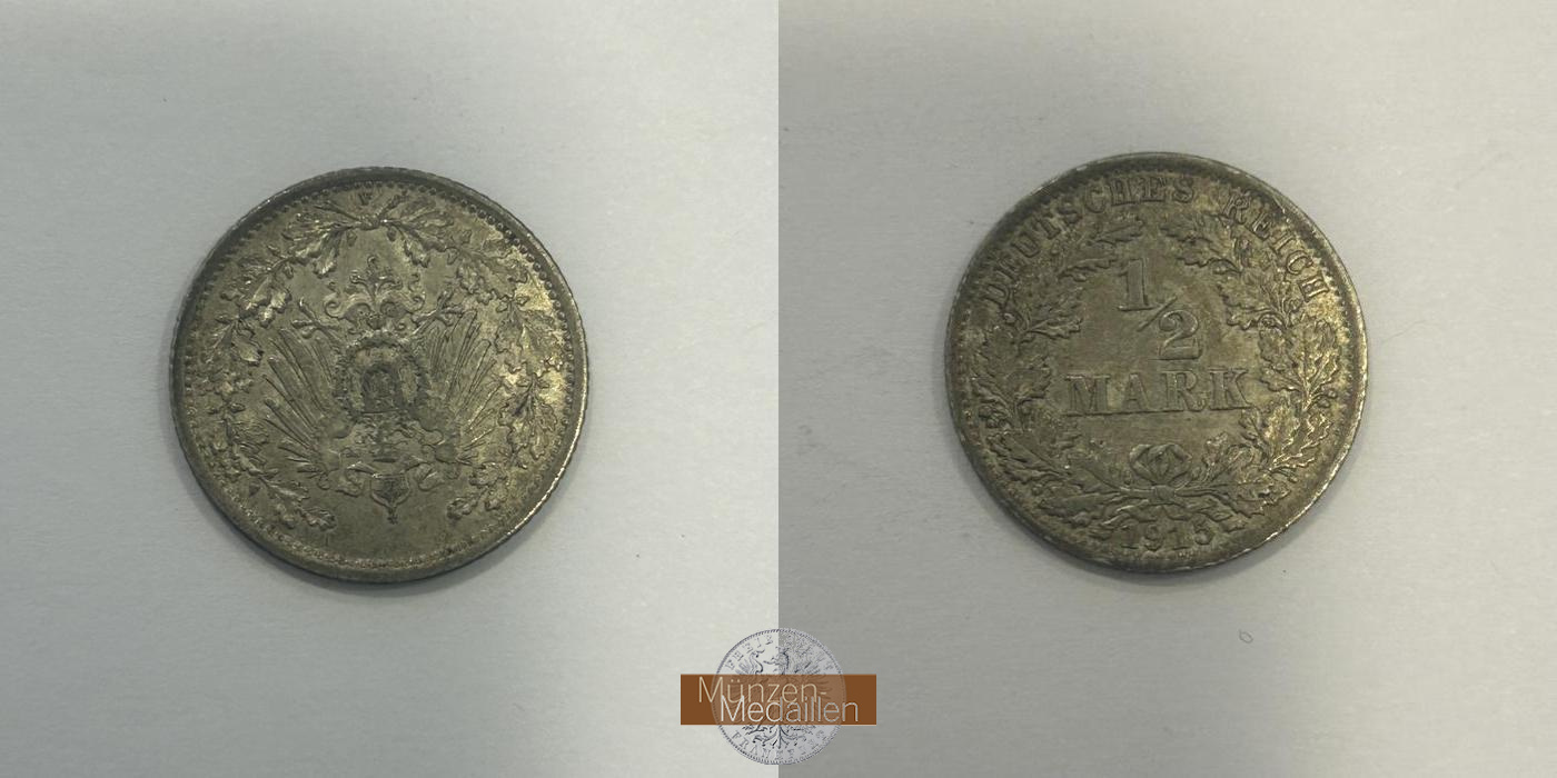  Deutschland ½ Mark 1915 A.  FM-Frankfurt  Feinsilber: 2,5g   