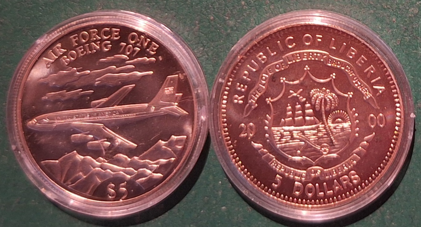  Liberia, 5 Dollar, 2000 Gedenkausgabe unedel ex 20.000   