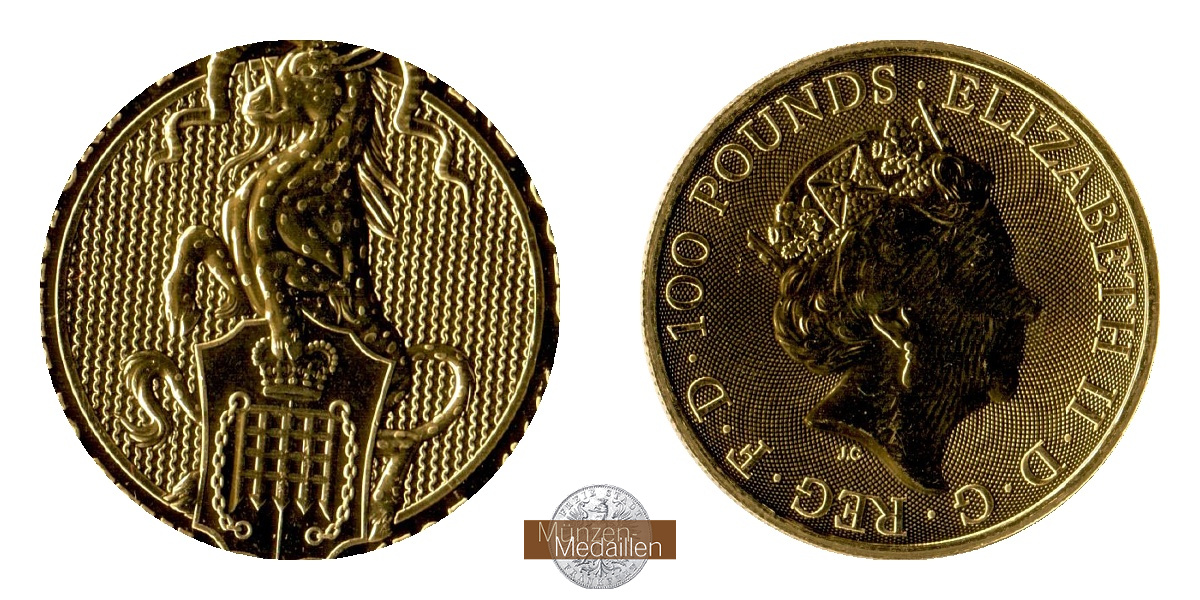  UK, Elisabeth II.  100 Pounds  MM-Frankfurt Feingold: 31,18g   