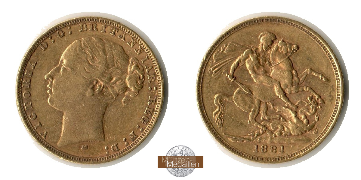 Grossbritannien  Sovereign  1881 MM-Frankfurt Feingold: 7,32g Victoria 1837-1901  