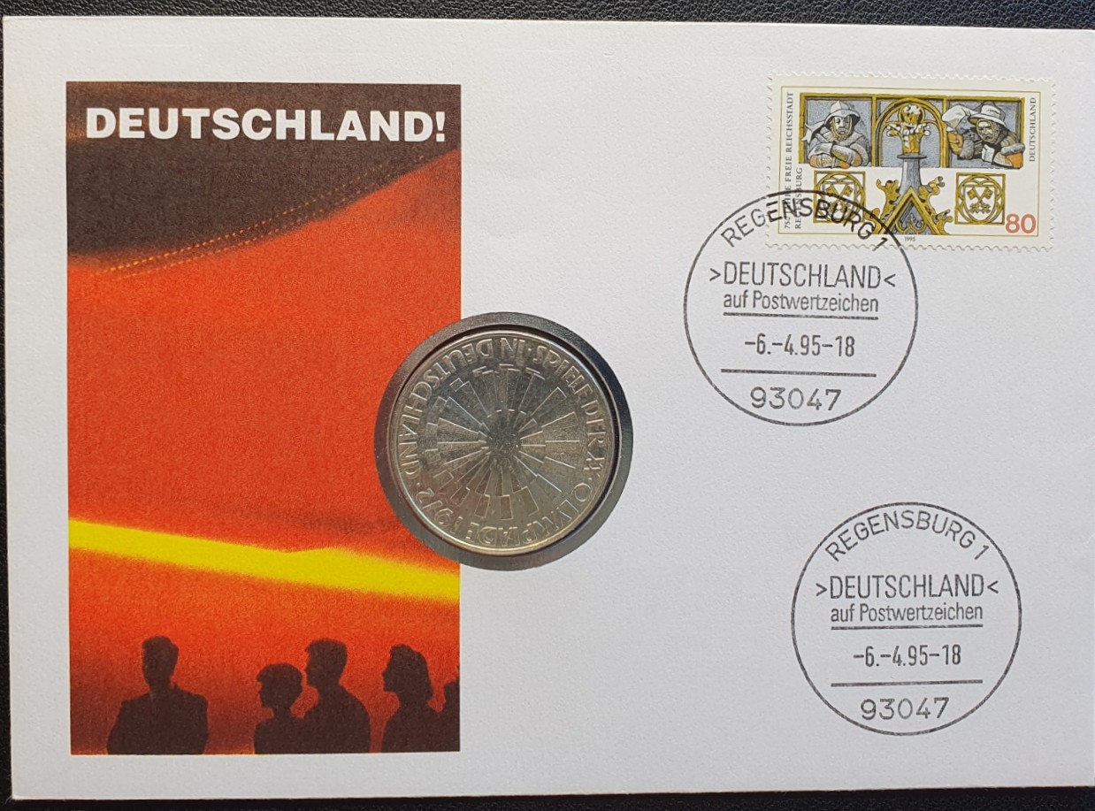 BRD Numisbrief 1995 Olympiade 1972 in Deutschland 10 DM Münze Silber 9,69g fein