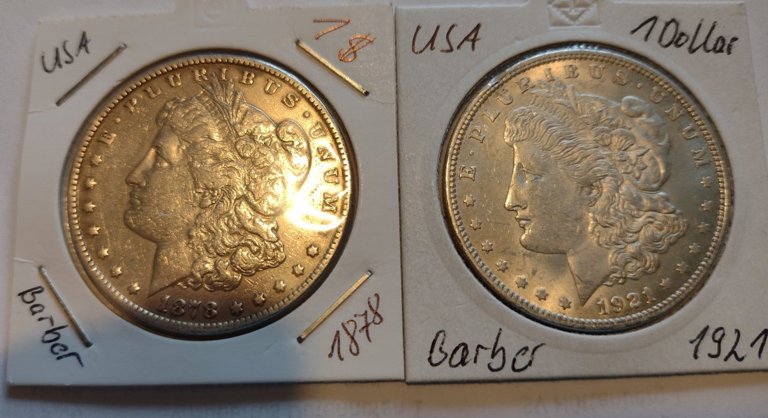 USA Barber Dollar, 1x1878, 1x 1921