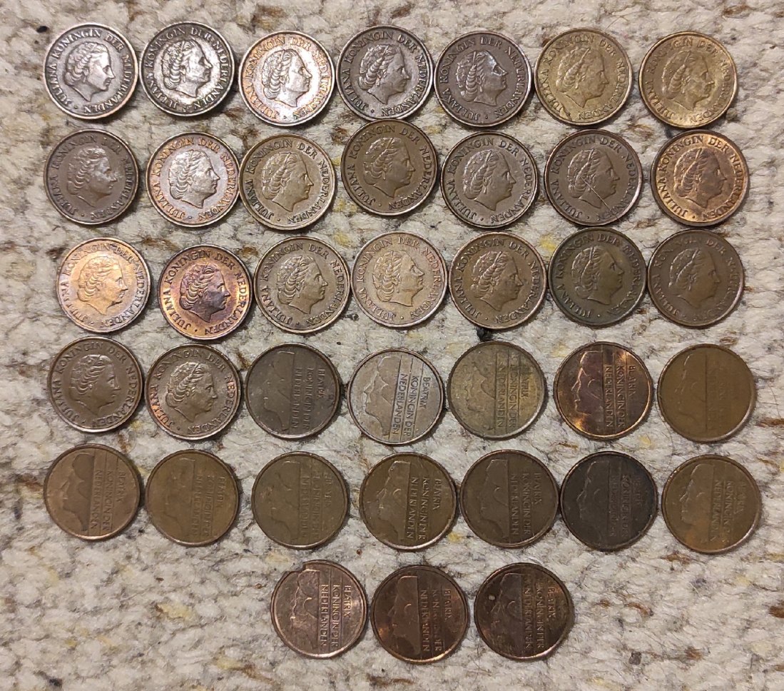  Set 124: Niederlande Münzlot mit 38 x 5 Cent verschiedener Jahrgänge   