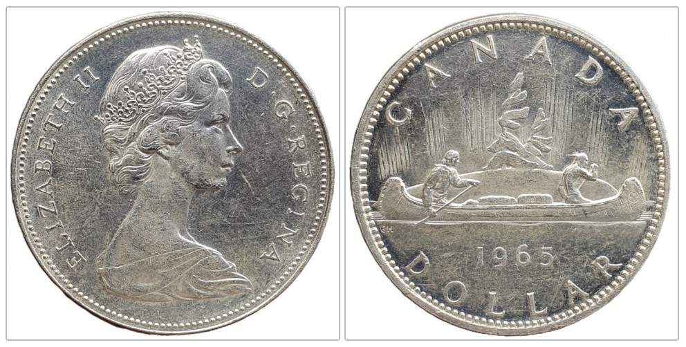  Kanada 1 Dollar, 1965 Silber 18,66g fein   