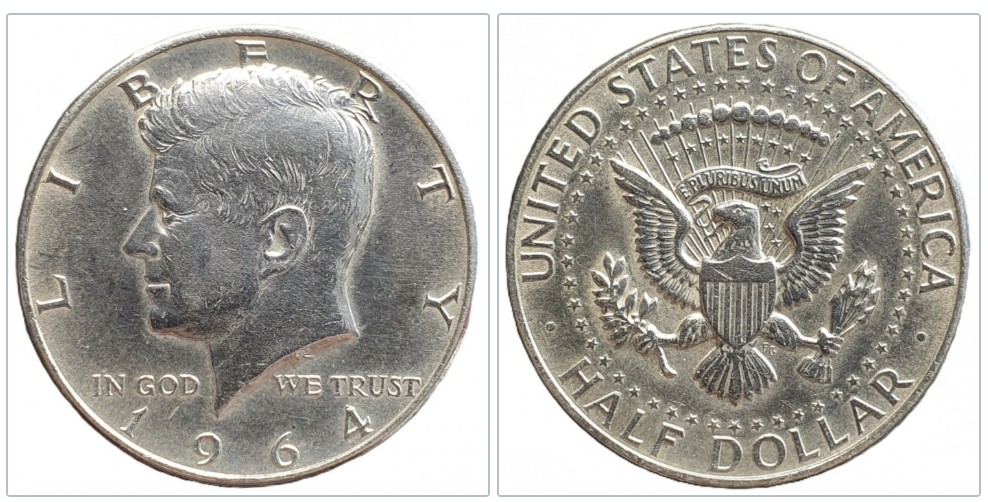  USA ½ Dollar, 1964 Kennedy Half Dollar Silber 11,25g fein   