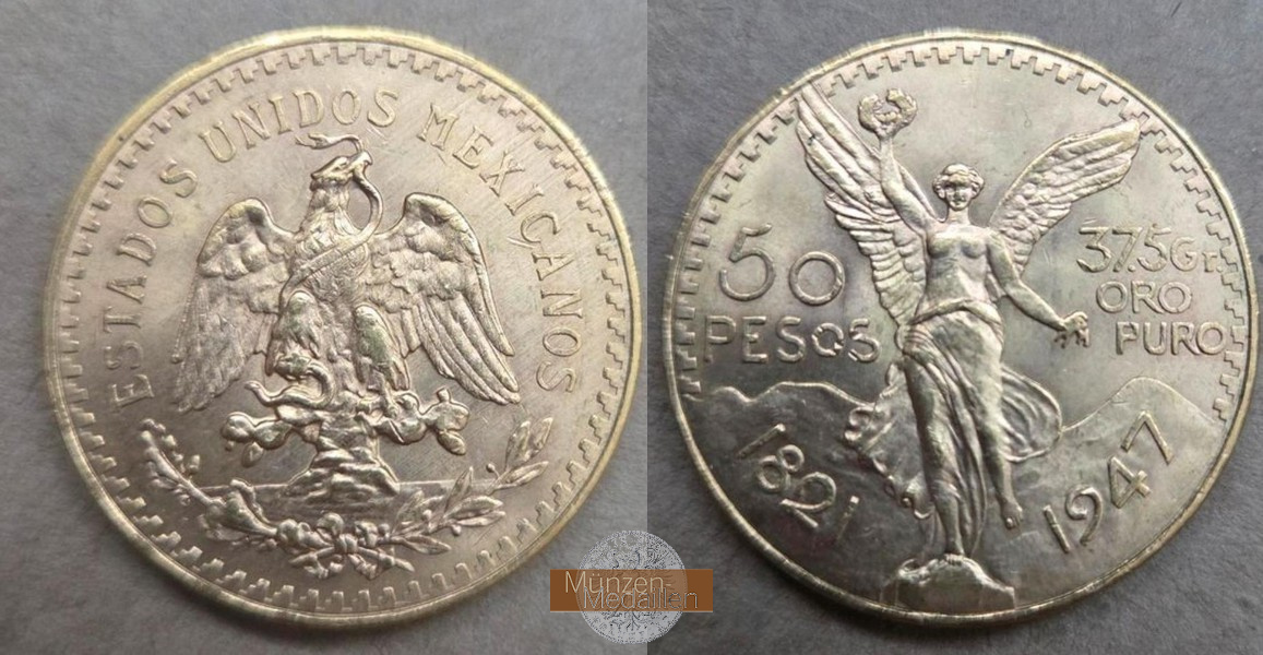 Mexiko.  50 Pesos  1947 MM-Frankfurt Feingold: 37,50g   