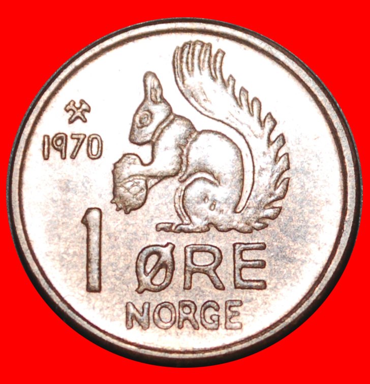Ⰺ SQUIRREL (1958-1972): NORWAY ★ 1 ORE 1970! OLAV V (1957-1991) ★LOW START ★ NO RESERVE!