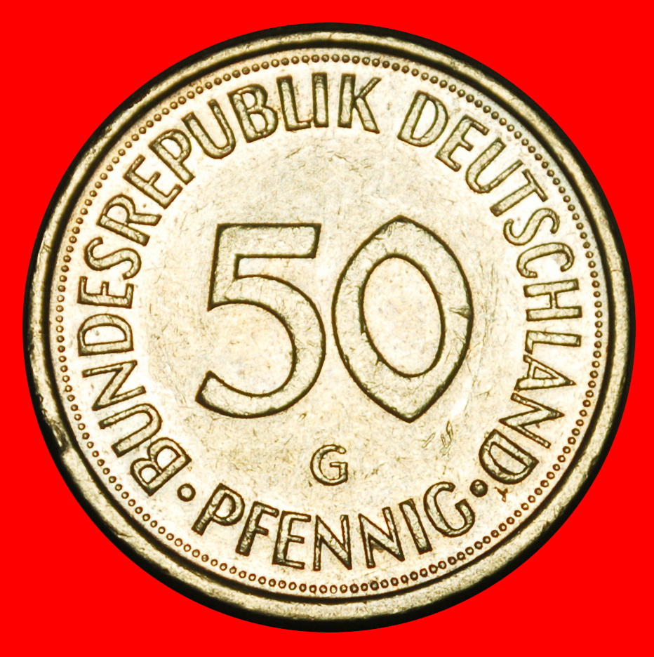 Ⰺ NOT COMMUNIST (1949-2001):GERMANY ★ 50 PFENNIGS 1989G BADEN-WUERTTEMBERG! ★LOW START ★ NO RESERVE!