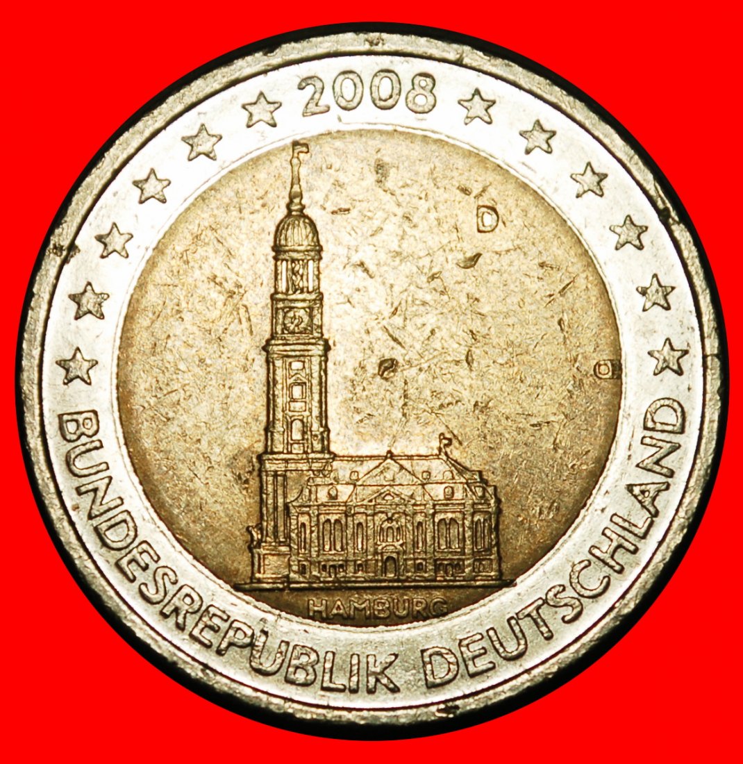Ⰺ HAMBURG: GERMANY ★ 2 EUROS 2008D NOT OLD MAP★BAVARIA NON-PHALLIC 2007-2026★LOW START ★ NO RESERVE!