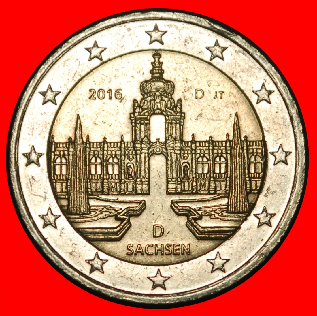 Ⰺ SAXONY: GERMANY ★ 2 EUROS 2016D ★BAVARIA NON-PHALLIC 2007-2026★LOW START ★ NO RESERVE!