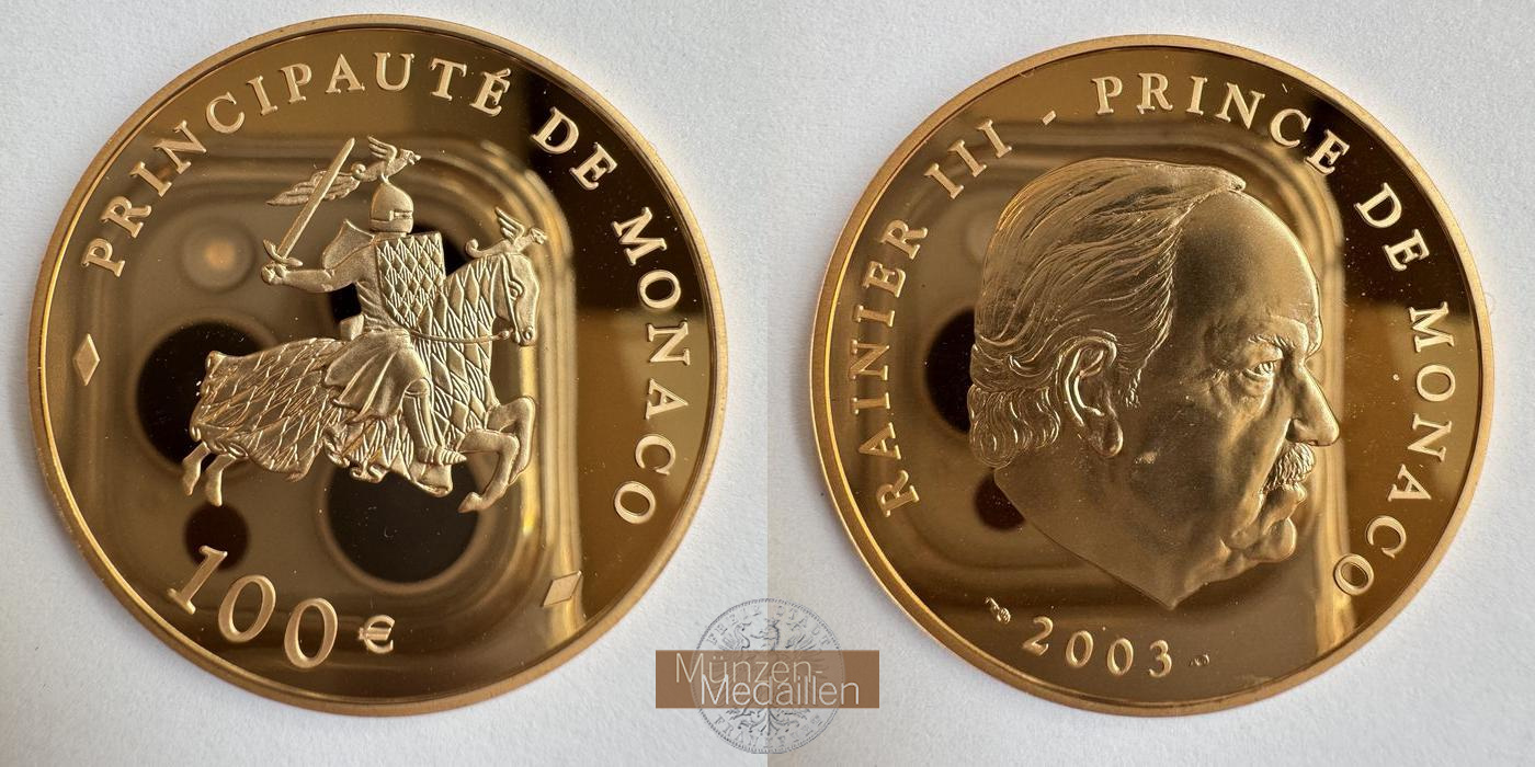  Monaco 100 Euros Rainier III 2003 MM-Frankfurt KM#179 Feingold: 28,8g   