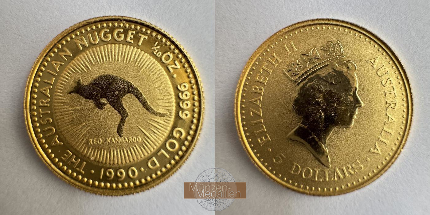 Australien MM-Frankfurt KM#117 Feingold: 1,56g 5 Dollar 1990 