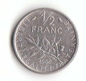  Frankreich 1/2 Franc 1969  (F317)b.   