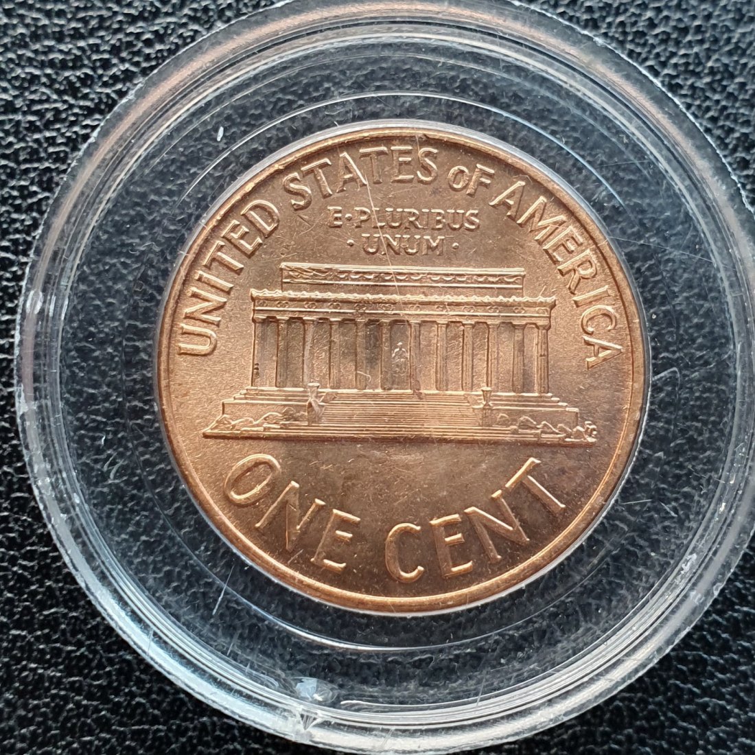  USA 1 Cent, 1960 Lincoln Memorial Cent in Kapsel eingeschweißt   