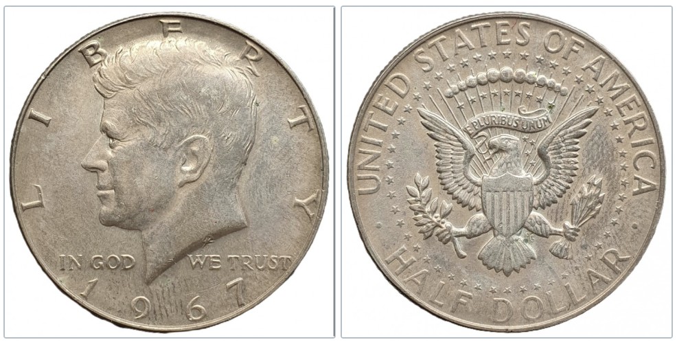  USA ½ Dollar, 1967 Kennedy Half Dollar Silber 4,6g fein   