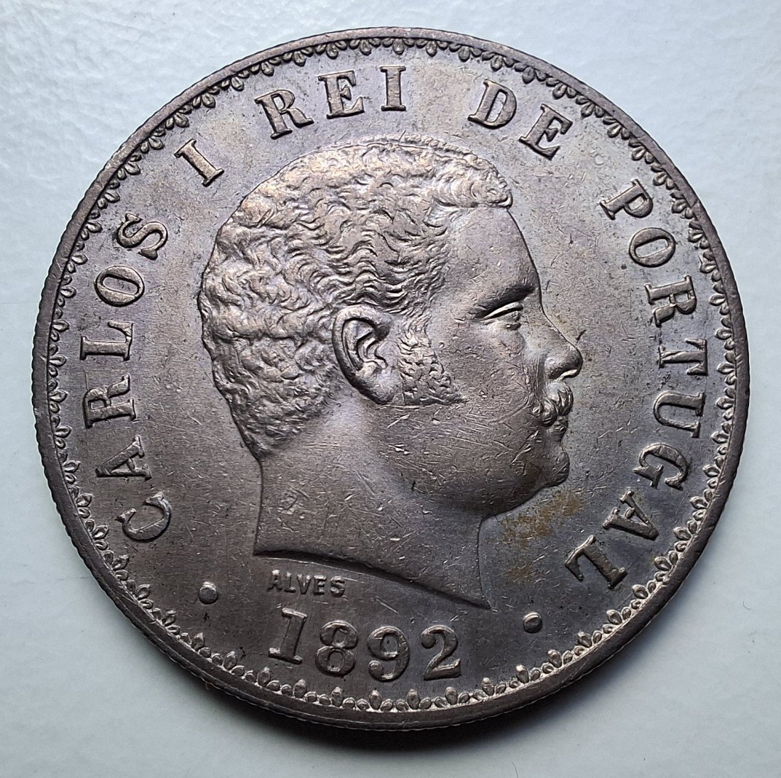  Portugal 500 Reis 1892 Carlos I. Silber   