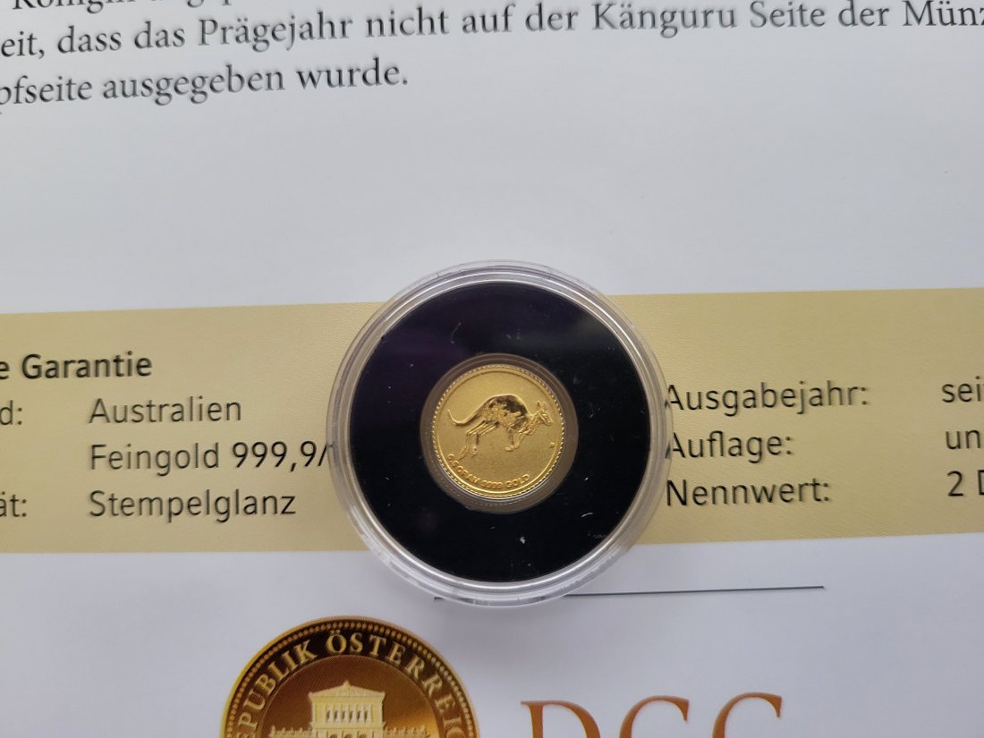  2 Dollars 2017 Känguru Goldmünze 0,5g 999.9 Australien Spittalgold9800 (5525   