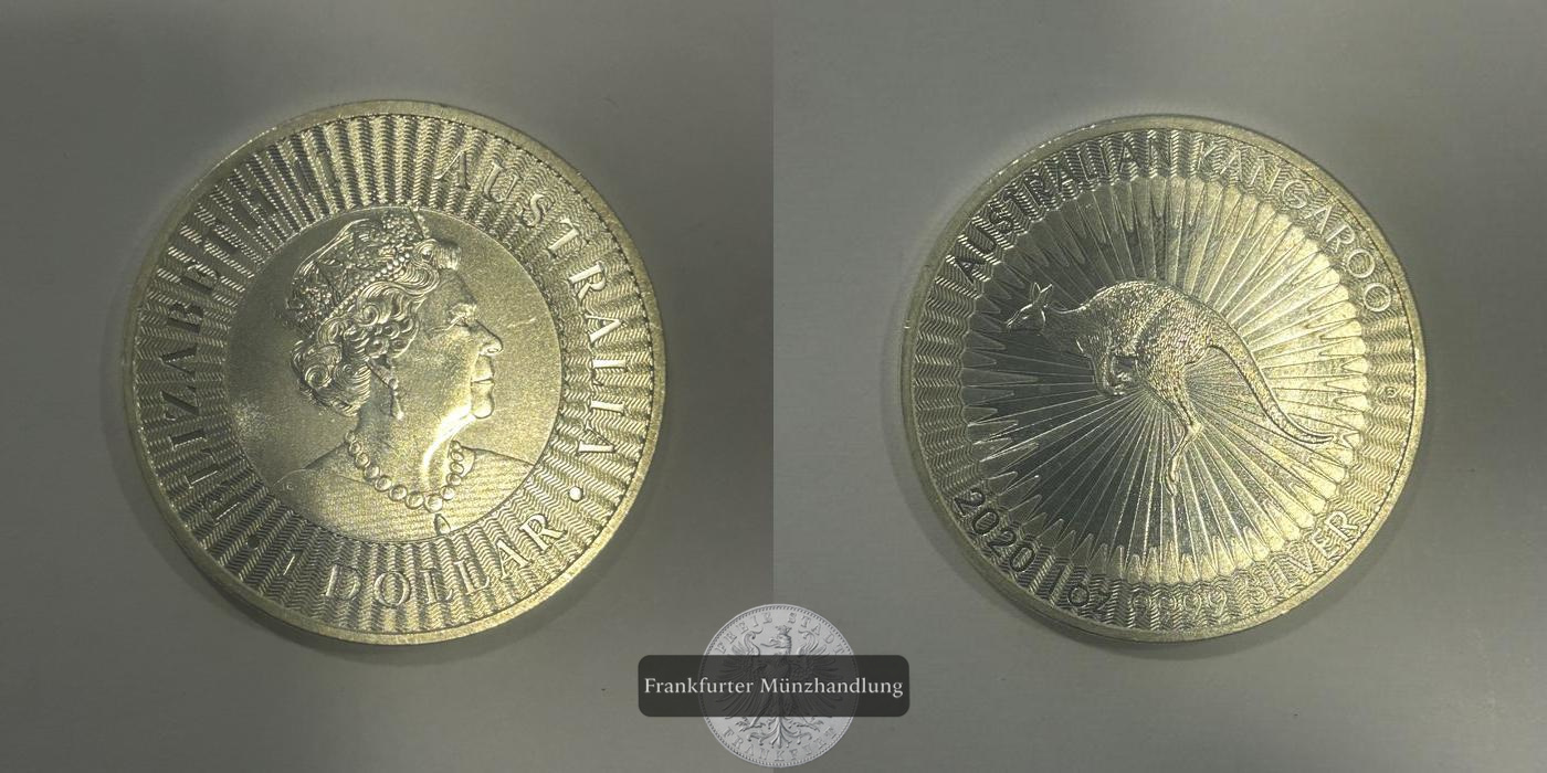  Australien 1 Dollar (Australian Kangaroo) 2022 FM-Frankfurt KM#3695 Feinsilber: 31,1g   
