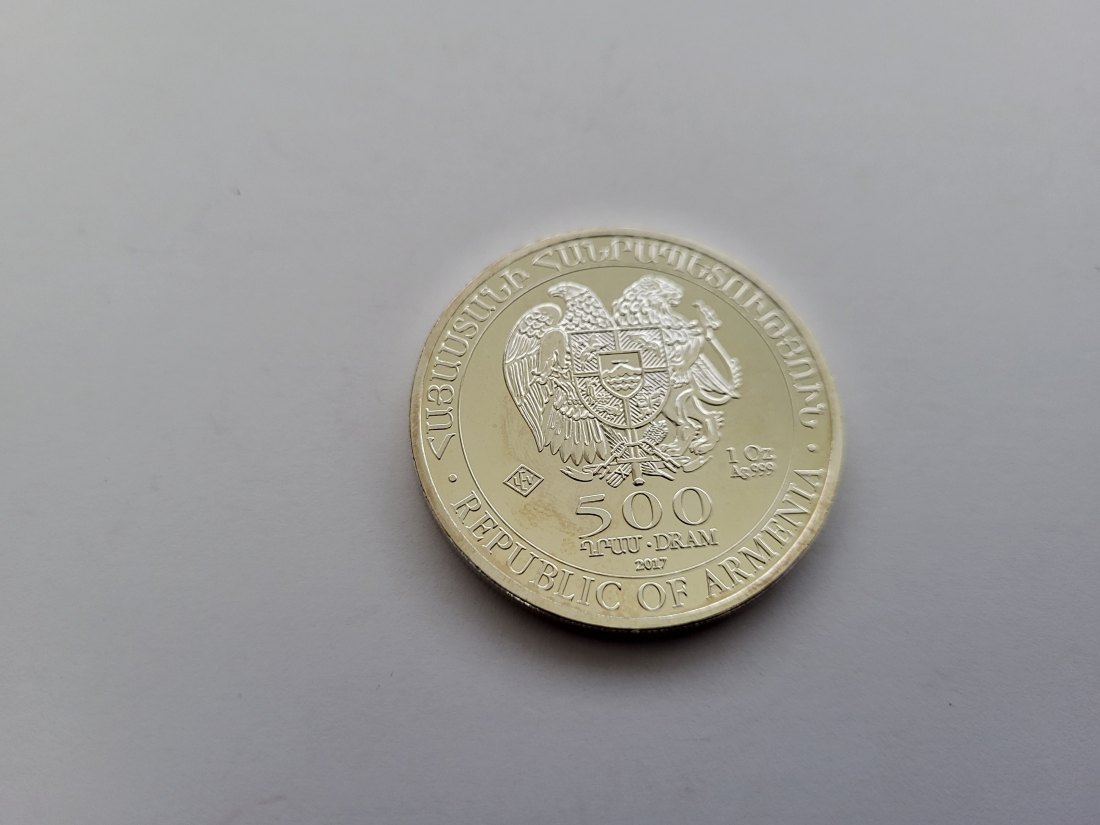  500 Dram 2017 Arche Noah 1 Oz Die 12 berühmtesten Silbermünzen der We Armenien Spittalgold9800 (5455   