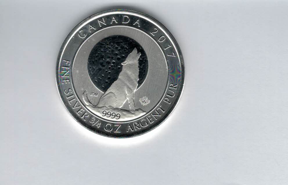 2 Dollars 2017 Wolf 3/4 Oz Unze Silbermünze 9999 Canada Kanada Spittalgold9800 (5111   
