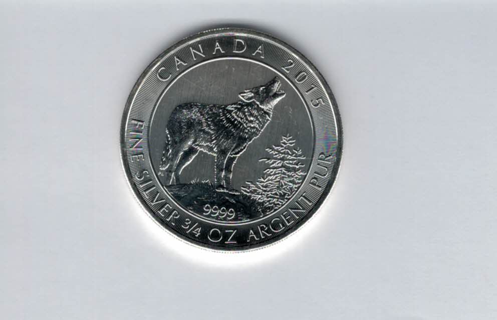  2 Dollars 2015 Wolf 3/4 Oz Unze Silbermünze 9999 Canada Kanada Spittalgold9800 (5111   
