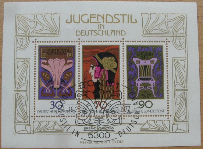  1977, Deutschland, Briefmarkenbogen: Jugendstil, Art Deco, MHN   