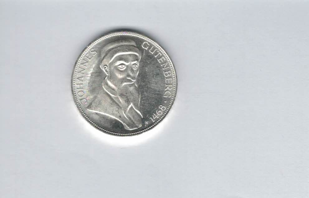  5 Mark 1968 G Joahnnes Gutenberg silber 7g fein BRD Deutschland Spittalgold9800 (4601/2   