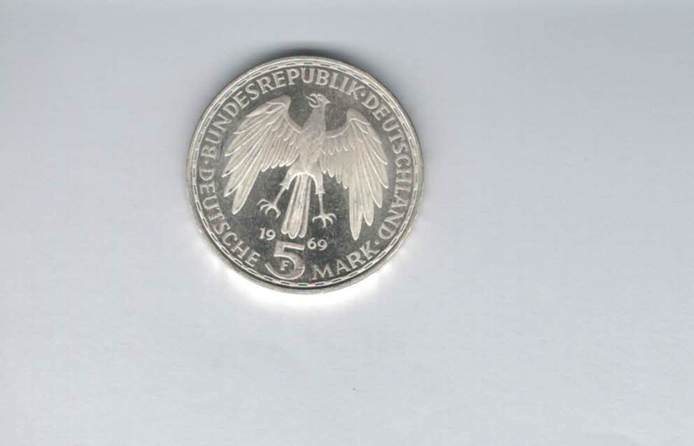  5 Mark 1969 F Gerhard Mercator silber 7g fein BRD Deutschland Spittalgold9800 (4601/4   