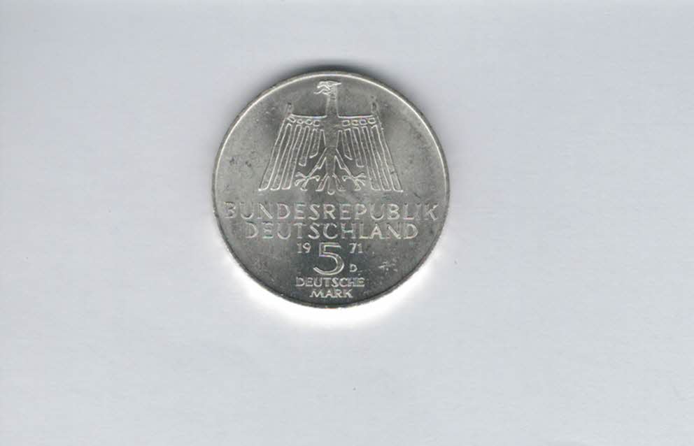  5 Mark 1971 D Albrecht Dürer silber 7g fein BRD Deutschland Spittalgold9800 (4601/6   