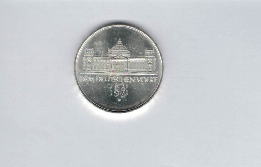  5 Mark 1971 G Dem Deutschen Volke silber 7g fein BRD Deutschland Spittalgold9800 (4601/7   