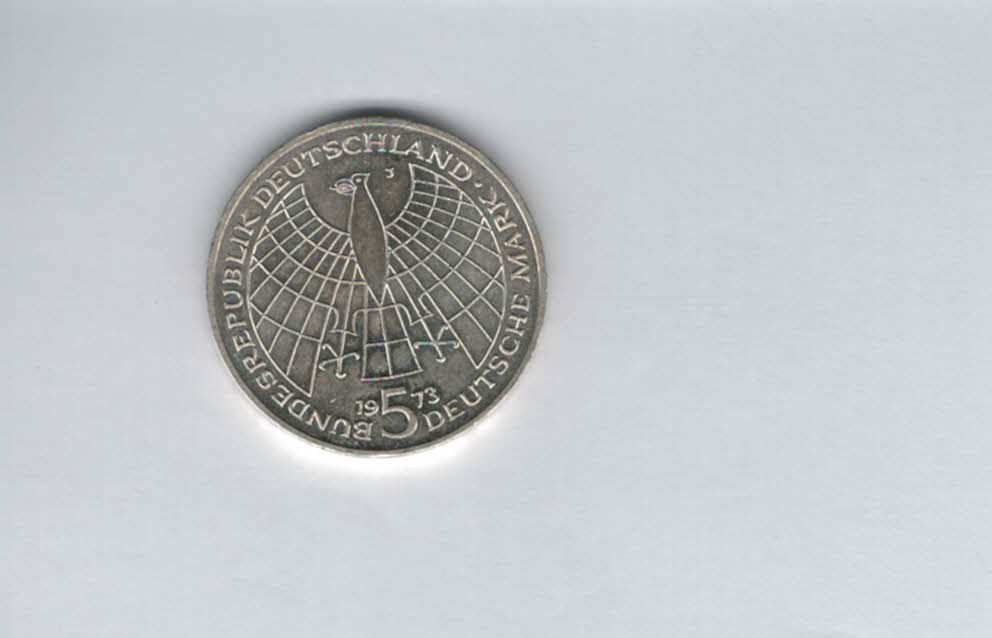  5 Mark 1973 J Nikolaus Kopernikus silber 7g fein BRD Deutschland Spittalgold9800 (4601/9   