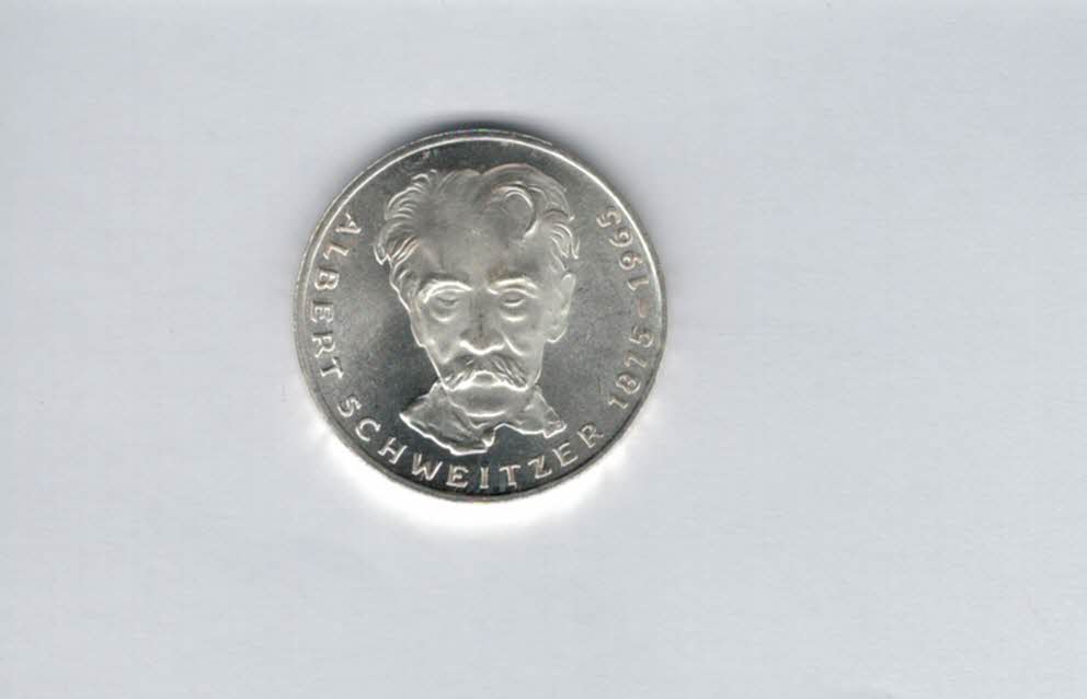  5 Mark 1975 G Albert Schweizer silber 7g fein BRD Deutschland Spittalgold9800 (4601/11   