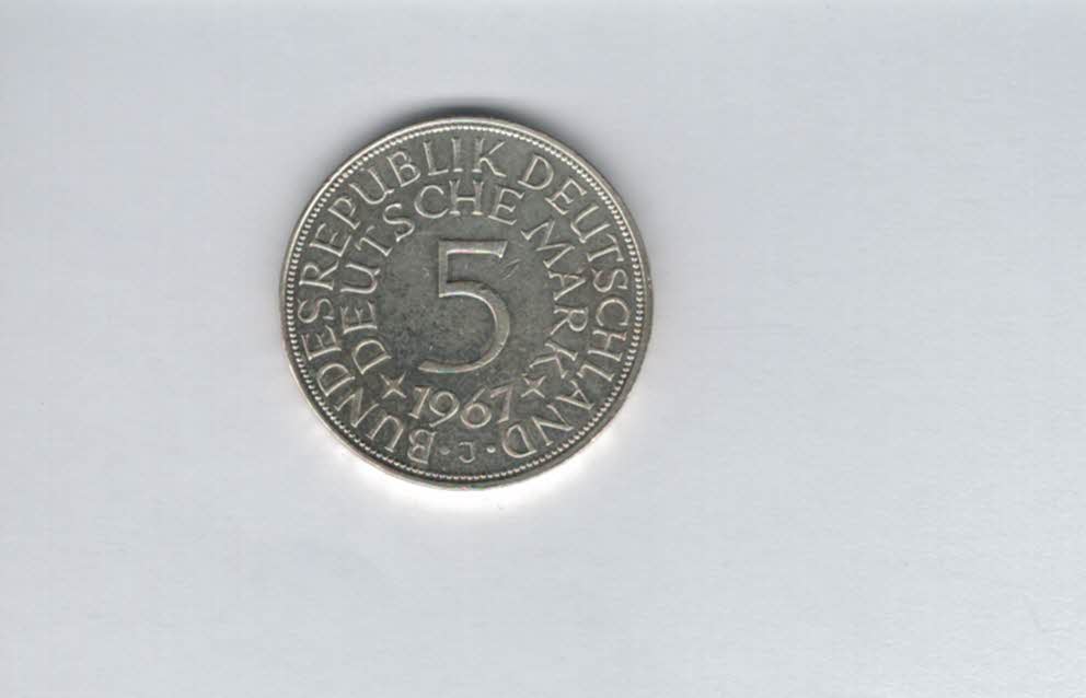  5 Mark 1967 J silber 7g fein BRD Deutschland Spittalgold9800 (4601   