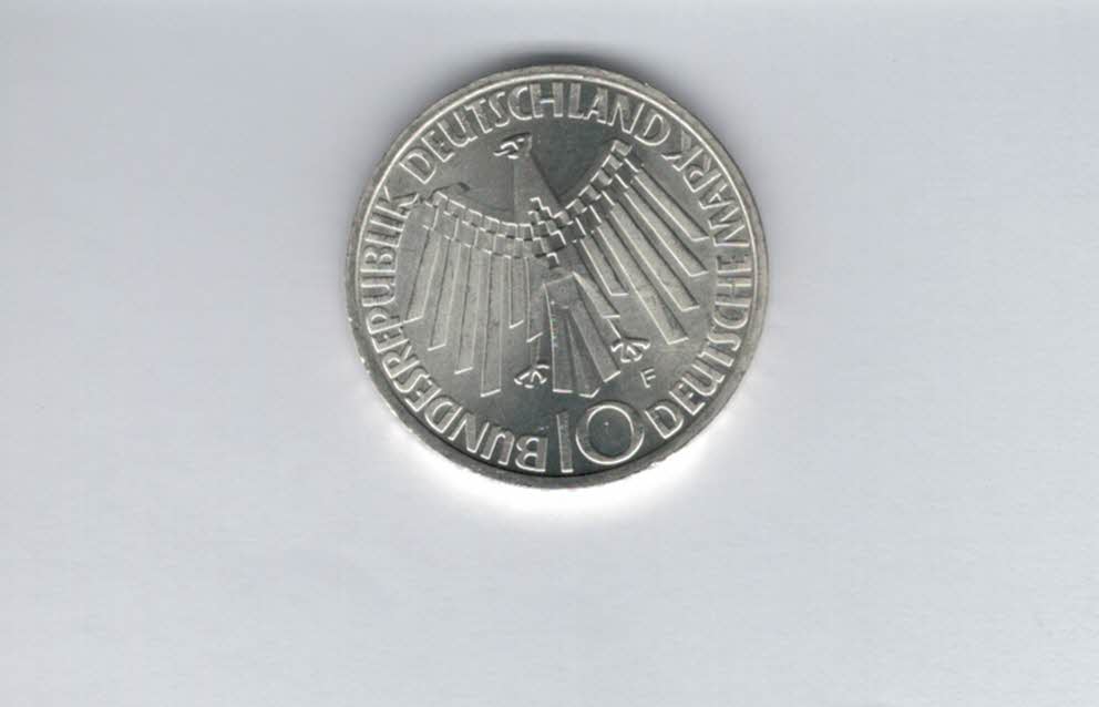  10 Mark 1972 F Strahlenspirale München 9,68g fein silbe BRD Deutschland Spittalgold9800 (04603/6   
