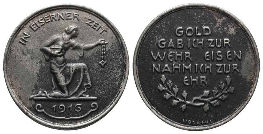  Medaille; In Eiserner Zeit 1916; Eisen; 21,32 g; Ø 41 mm   
